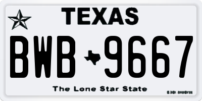 TX license plate BWB9667