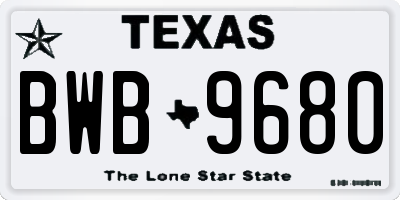 TX license plate BWB9680