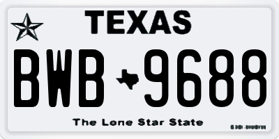 TX license plate BWB9688