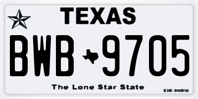 TX license plate BWB9705