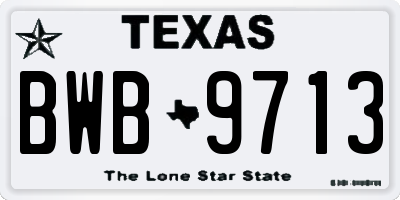 TX license plate BWB9713
