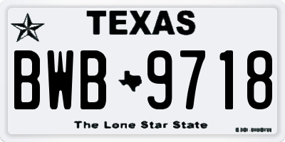 TX license plate BWB9718