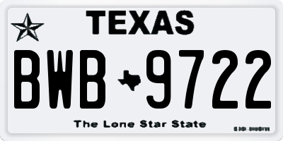TX license plate BWB9722