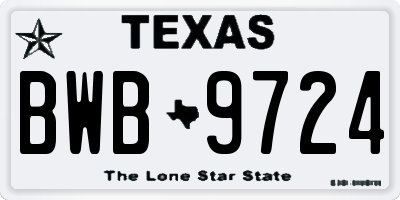 TX license plate BWB9724