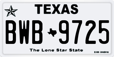 TX license plate BWB9725