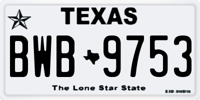 TX license plate BWB9753