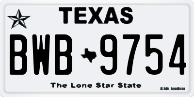 TX license plate BWB9754