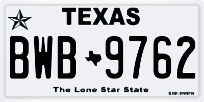 TX license plate BWB9762