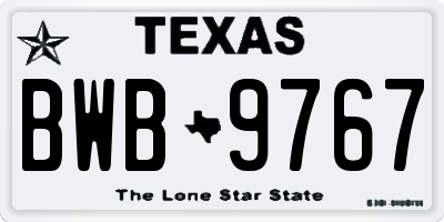 TX license plate BWB9767
