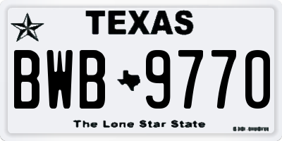 TX license plate BWB9770