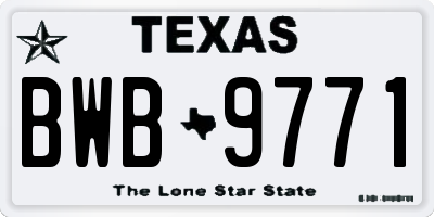 TX license plate BWB9771