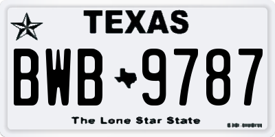 TX license plate BWB9787