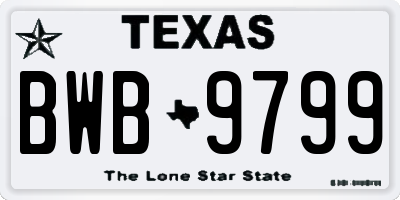 TX license plate BWB9799