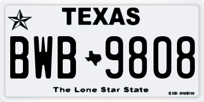 TX license plate BWB9808