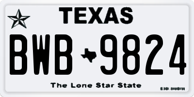 TX license plate BWB9824