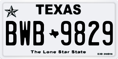 TX license plate BWB9829