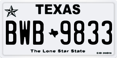 TX license plate BWB9833
