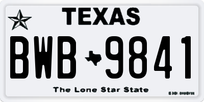 TX license plate BWB9841