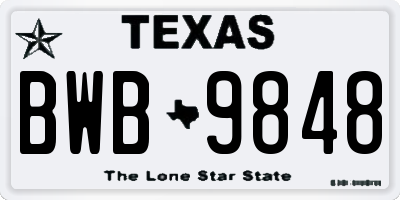 TX license plate BWB9848
