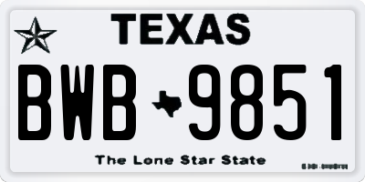 TX license plate BWB9851