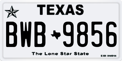 TX license plate BWB9856