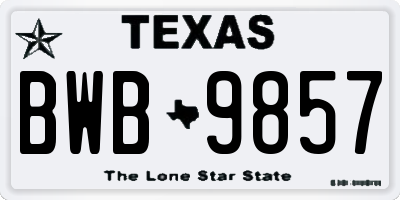 TX license plate BWB9857