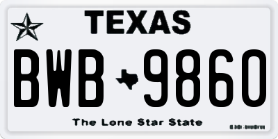 TX license plate BWB9860