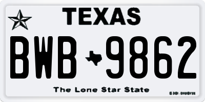 TX license plate BWB9862