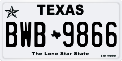TX license plate BWB9866