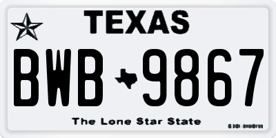TX license plate BWB9867