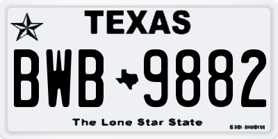 TX license plate BWB9882