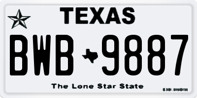 TX license plate BWB9887