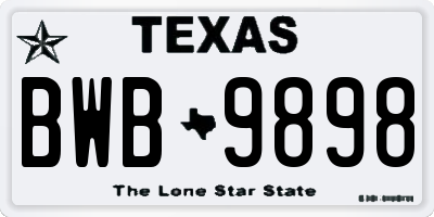 TX license plate BWB9898