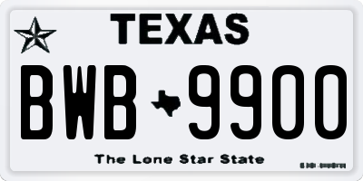 TX license plate BWB9900