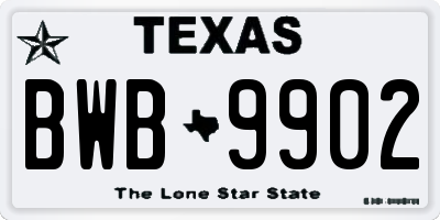 TX license plate BWB9902