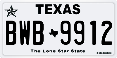TX license plate BWB9912