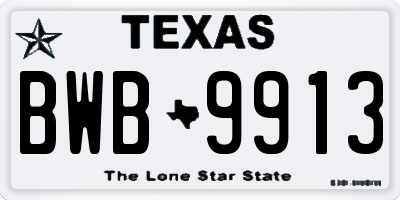TX license plate BWB9913