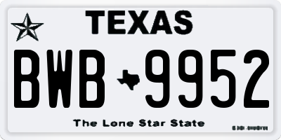 TX license plate BWB9952