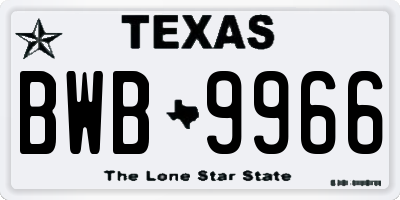 TX license plate BWB9966