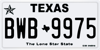 TX license plate BWB9975