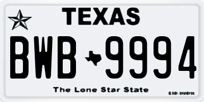 TX license plate BWB9994