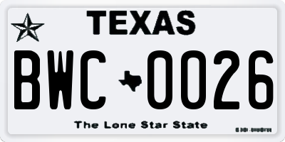 TX license plate BWC0026