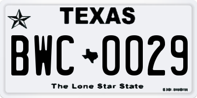 TX license plate BWC0029