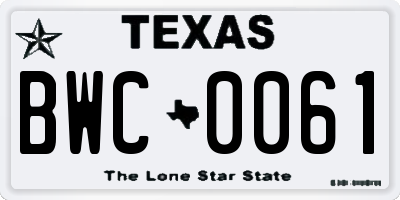 TX license plate BWC0061