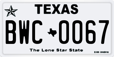TX license plate BWC0067