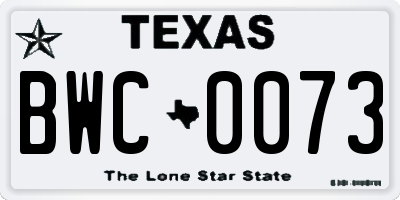 TX license plate BWC0073