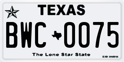 TX license plate BWC0075