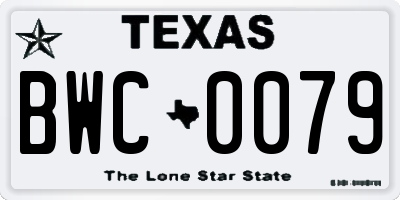 TX license plate BWC0079