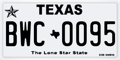 TX license plate BWC0095