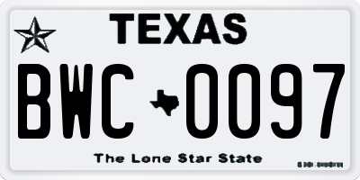 TX license plate BWC0097